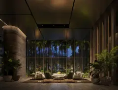 1428 Brickell — lobby entrance night