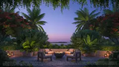 Edition Residences — garden terrace dusk