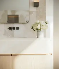 The Perigon — primary bathroom vignette a